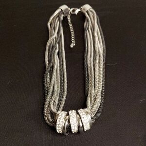 Elegant Silver and Black Multi-Strand Necklace